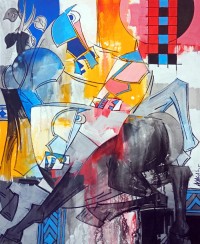 Ashkal, 24 x 30 Inch, Acrylic on Canvas, Abstract Painting, AC-ASH-313
